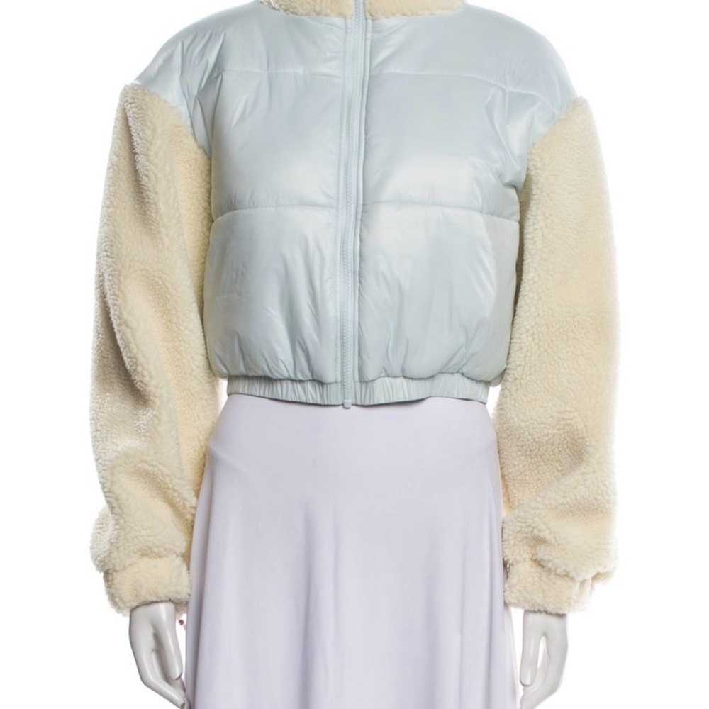 For Love And Lemons Cream and White Puffer Jacket
